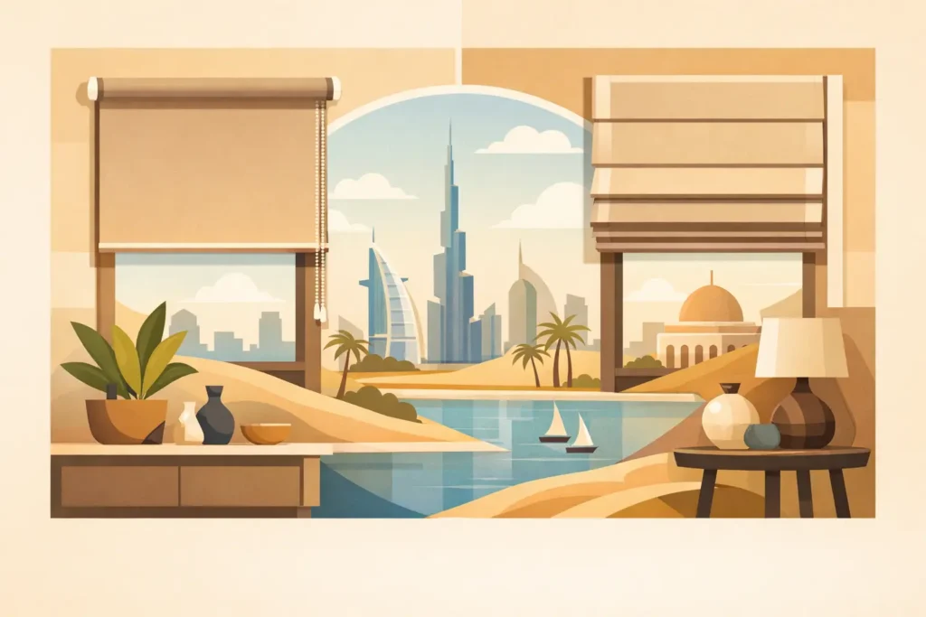 Roller Blinds vs Roman Blinds for Dubai Homes